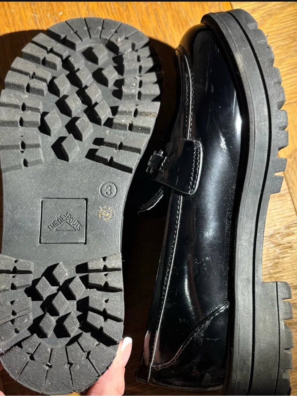Kids Black Patent Dress Loafers with Lug Sole